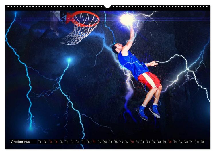 Produktbild: Basketball Fantasiewelten (hochwertiger Premium Wandkalender 2026 DIN A2 quer), Kunstdruck in Hochglanz