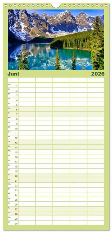 Produktbild: Familienplaner 2026 - Moraine Lake, Alberta/ Kanada mit 5 Spalten (Wandkalender, 21 x 45 cm) CALVENDO