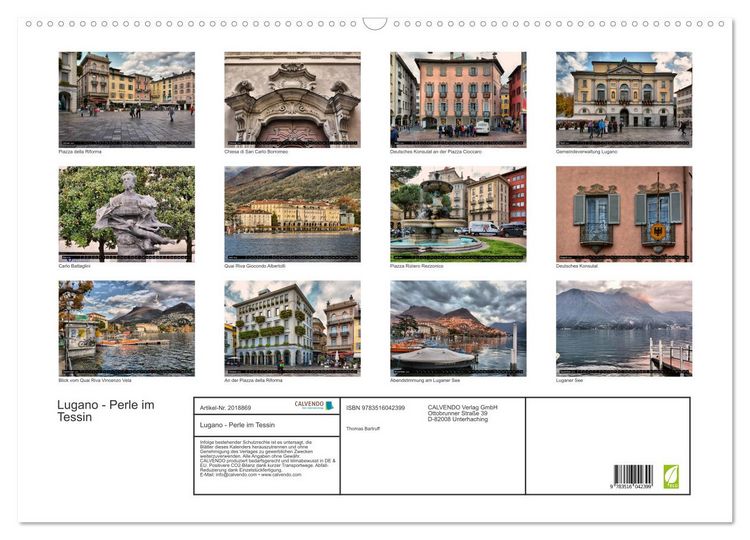 Produktbild: Lugano - Perle im Tessin (Wandkalender 2026 DIN A2 quer), CALVENDO Monatskalender
