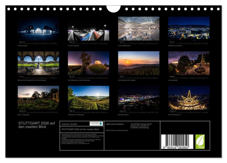 Produktbild: STUTTGART 2026 auf den zweiten Blick (Wandkalender 2026 DIN A4 quer), CALVENDO Monatskalender
