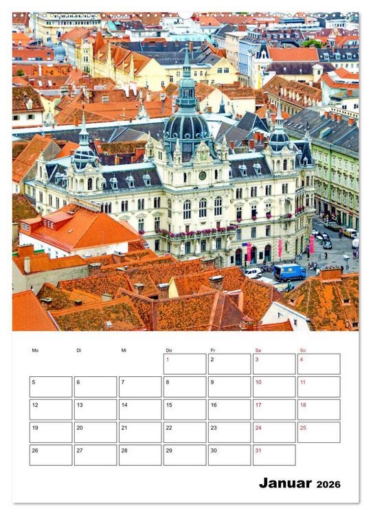 Produktbild: Graz - faszinierende Stadt (hochwertiger Premium Wandkalender 2026 DIN A2 hoch), Kunstdruck in Hochglanz