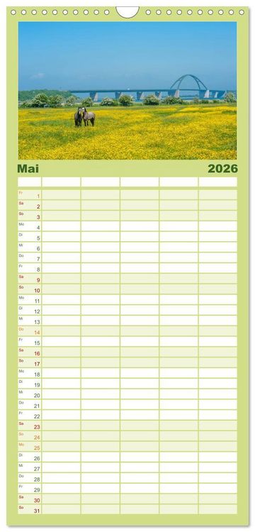 Produktbild: Familienplaner 2026 - Fehmarn - "fe mer" nat&uuml;rlich "am Meer gelegen" mit 5 Spalten (Wandkalender, 21 x 45 cm) CALVENDO