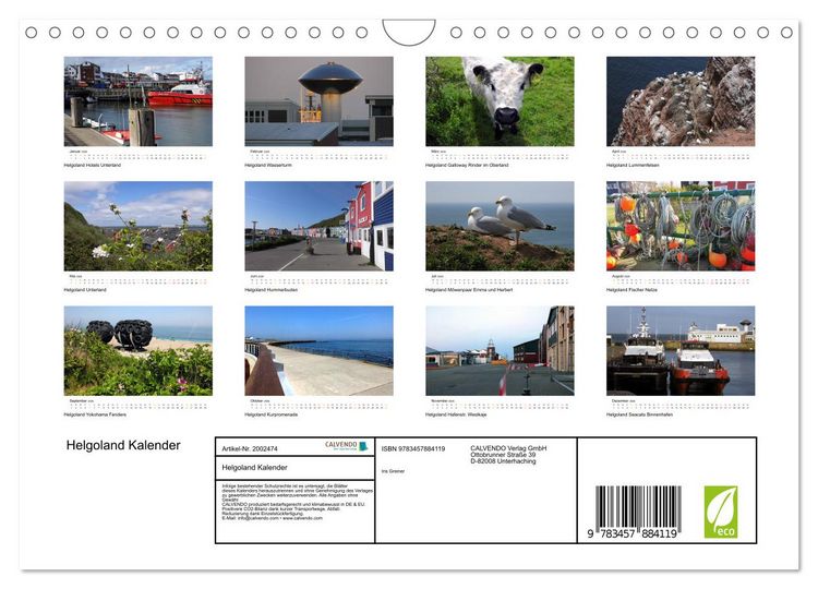 Produktbild: Helgoland Kalender (Wandkalender 2026 DIN A4 quer), CALVENDO Monatskalender