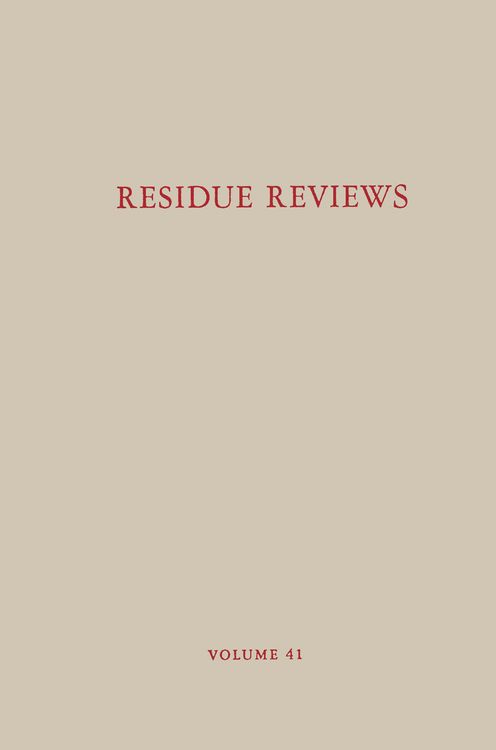 Produktbild: Residue Reviews / R&uuml;ckstands-Berichte