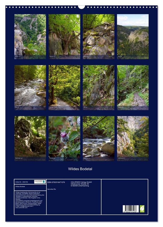 Produktbild: Wildes Bodetal (Wandkalender 2026 DIN A2 hoch), CALVENDO Monatskalender