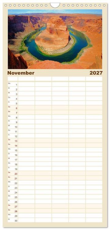 Produktbild: Familienplaner 2027 - Naturwunder und Nationalparks der amerikanischen Westk&uuml;ste mit 5 Spalten (Wandkalender, 21 x 45 cm) CALVENDO