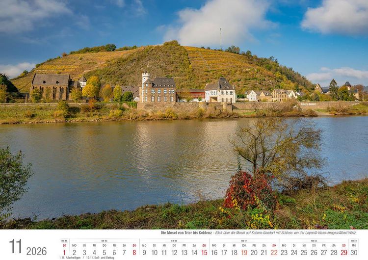 Produktbild: Mosel von Trier bis Koblenz 2026 Bildkalender A4 quer, spiralgebunden