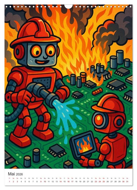 Produktbild: Robo-Champs: Witz trifft auf Chip (Wandkalender 2026 DIN A3 hoch), CALVENDO Monatskalender