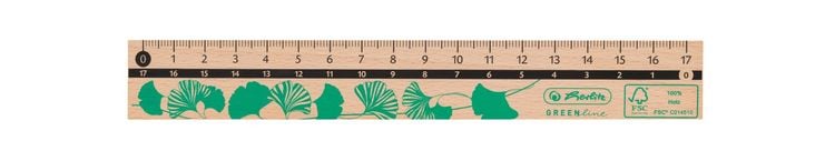 Produktbild: Herlitz Lineal 17cm GREENline aus Holz sortiert, 1 Stück