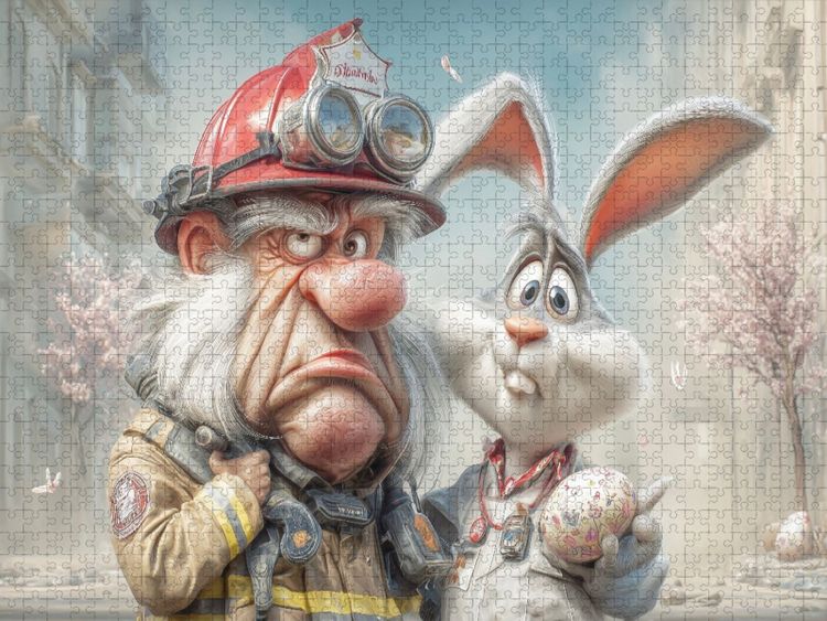 Produktbild: CALVENDO Puzzle Tat&uuml;tata, der Hase ist da! | 1000 Teile Lege-Gr&ouml;&szlig;e 64x48cm Foto-Puzzle f&uuml;r gl&uuml;ckliche Stunden