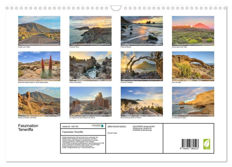 Produktbild: Faszination Teneriffa (Wandkalender 2026 DIN A3 quer), CALVENDO Monatskalender