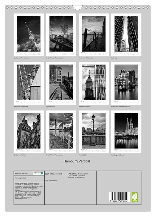 Produktbild: Hamburg Vertical (Wandkalender 2026 DIN A3 hoch), CALVENDO Monatskalender