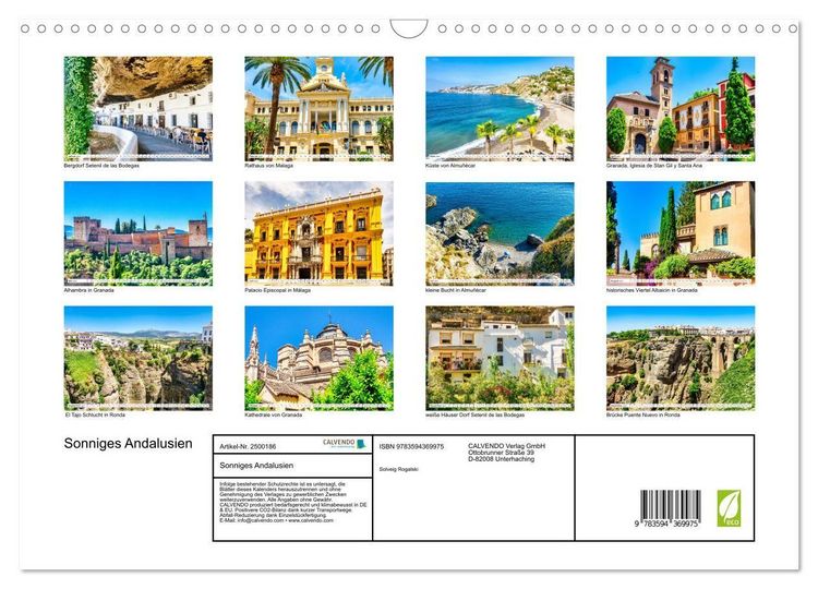Produktbild: Sonniges Andalusien (Wandkalender 2027 DIN A3 quer), CALVENDO Monatskalender