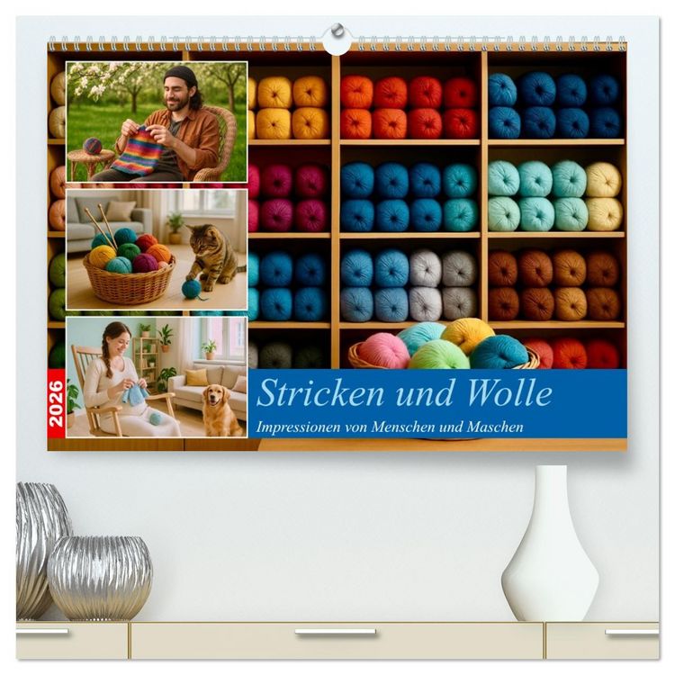 Produktbild: Stricken und Wolle (hochwertiger Premium Wandkalender 2026 DIN A2 quer), Kunstdruck in Hochglanz