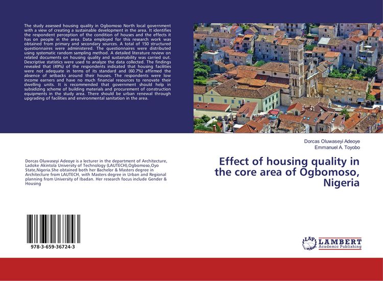 Produktbild: Effect of housing quality in the core area of Ogbomoso, Nigeria