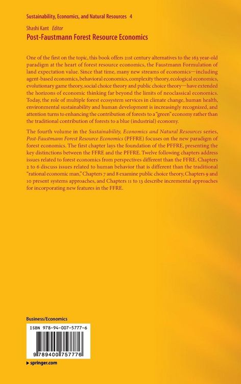 Produktbild: Post-Faustmann Forest Resource Economics