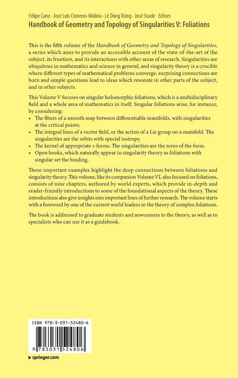 Produktbild: Handbook of Geometry and Topology of Singularities V: Foliations