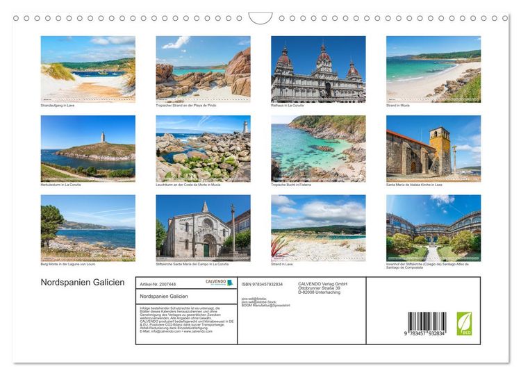 Produktbild: Nordspanien Galicien (Wandkalender 2026 DIN A3 quer), CALVENDO Monatskalender
