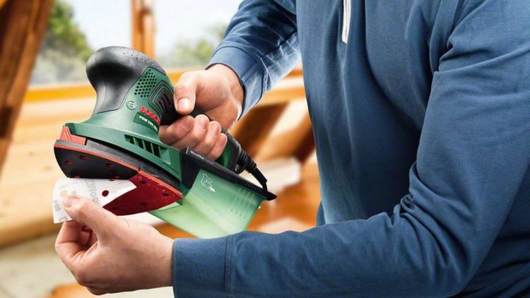 Produktbild: Schleifplatte f&uuml;r PSM 200 AE, 2-teilig, dreieckig, SDS, 102 x 92 mm, Klett. Bosch Accessories 2609256D20