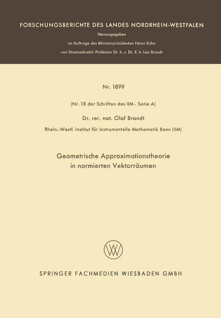 Produktbild: Geometrische Approximationstheorie in normierten Vektorr&auml;umen
