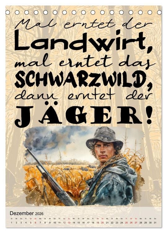 Produktbild: J&auml;gerspr&uuml;che (Tischkalender 2026 DIN A5 hoch), CALVENDO Monatskalender