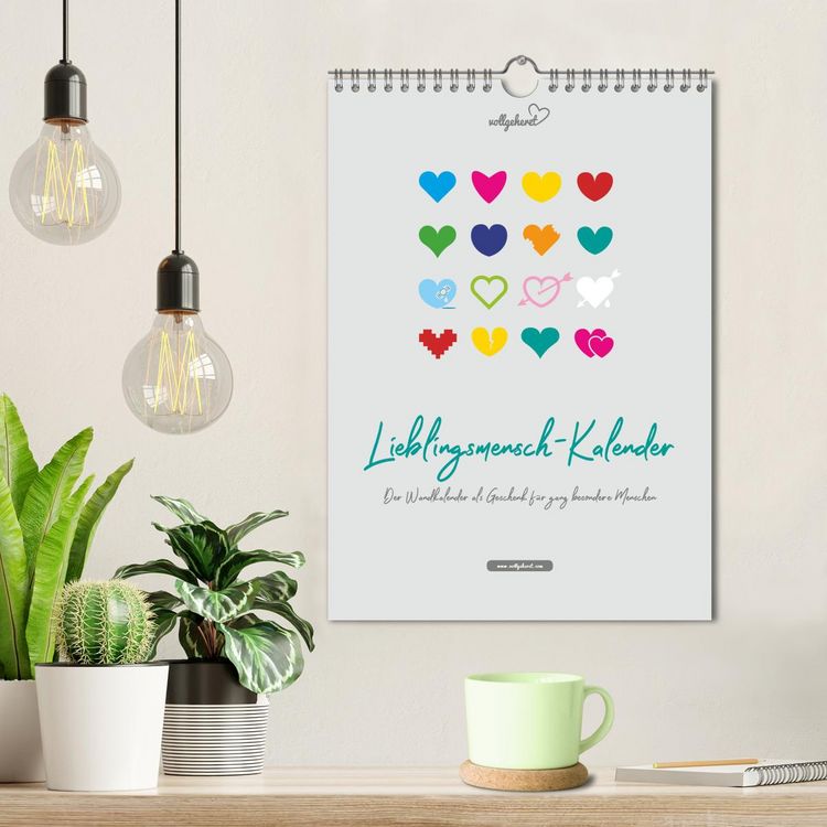 Produktbild: vollgeherzt: Lieblingsmensch-Kalender - Der Wandkalender als Geschenk f&uuml;r ganz besondere Menschen (Wandkalender 2026 DIN A4 hoch), CALVENDO Monatskalender