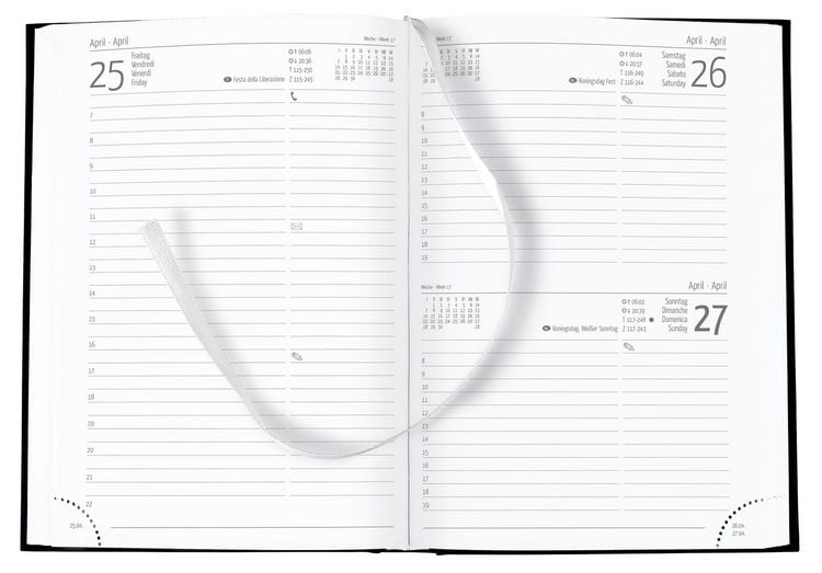 Buchkalender 2021 A5 1 Tag 1 Seite Buchkalender Balacron schwarz 2025 - Büro-Kalender A5 - Cheftimer - 1