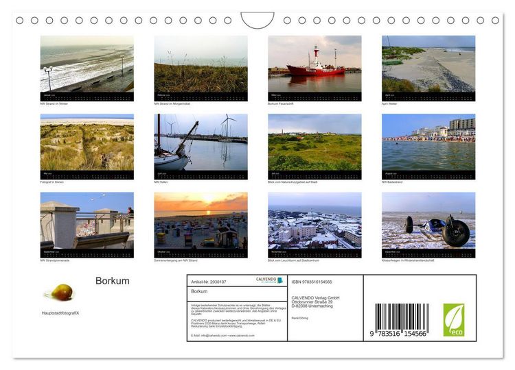 Produktbild: Borkum (Wandkalender 2026 DIN A4 quer), CALVENDO Monatskalender