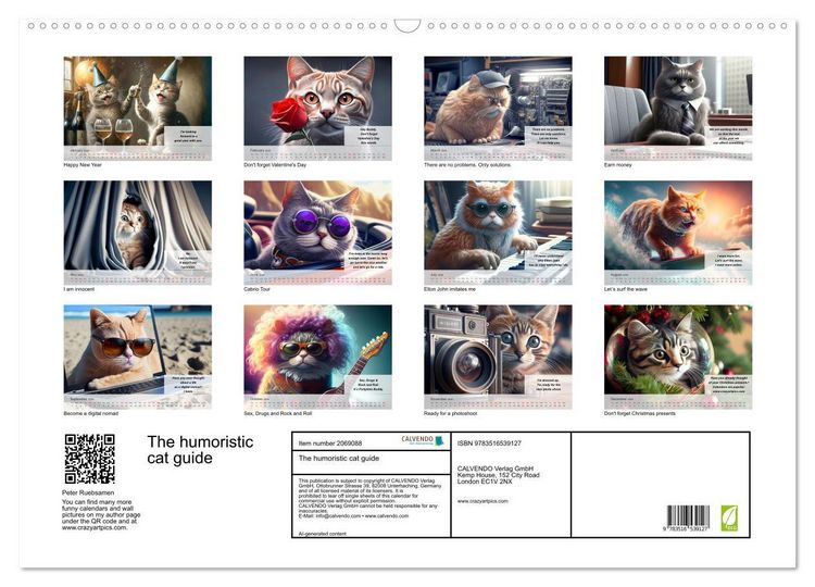 Produktbild: The humoristic cat guide (Wall Calendar 2026 DIN A2 landscape), CALVENDO 12 Month Wall Calendar