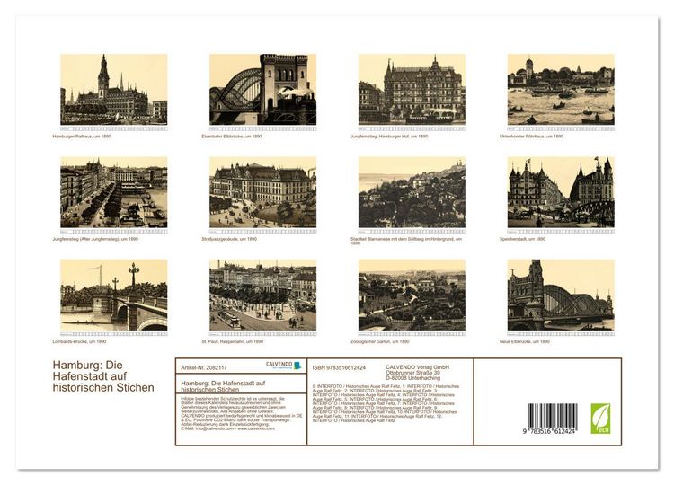 Produktbild: Hamburg: Die Hafenstadt auf historischen Stichen (hochwertiger Premium Wandkalender 2026 DIN A2 quer), Kunstdruck in Hochglanz
