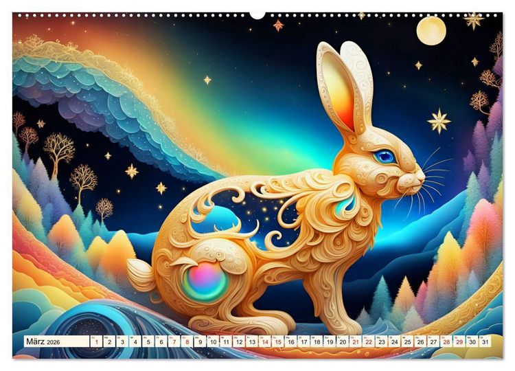 Produktbild: Tiere aus Regenbogenfarben (hochwertiger Premium Wandkalender 2026 DIN A2 quer), Kunstdruck in Hochglanz