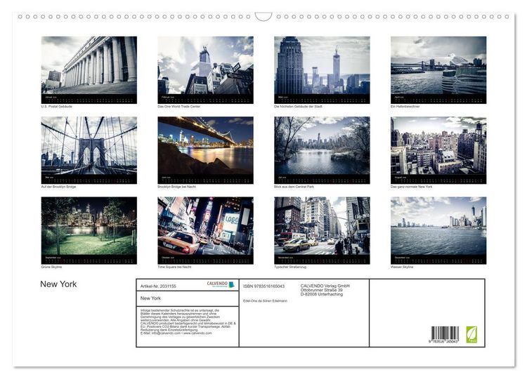 Produktbild: New York (Wandkalender 2026 DIN A2 quer), CALVENDO Monatskalender