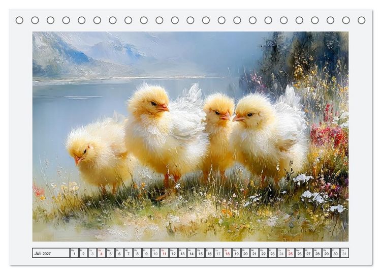 Produktbild: H&uuml;hner und K&uuml;ken. Fluffige Freunde (Tischkalender 2027 DIN A5 quer), CALVENDO Monatskalender