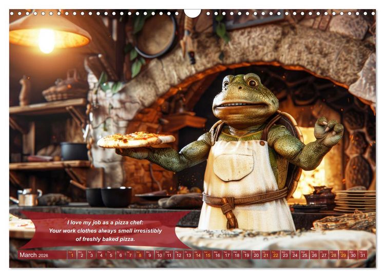 Produktbild: Funny charming animals as pizza chef (Wall Calendar 2026 DIN A3 landscape), CALVENDO 12 Month Wall Calendar