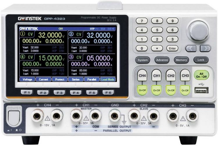 Produktbild: GW Instek GPP-4323 Labornetzger&auml;t, einstellbar 0 - 32 V 0 - 3 A RS-232, USB programmierbar Anzahl Ausg&auml;nge 4 x