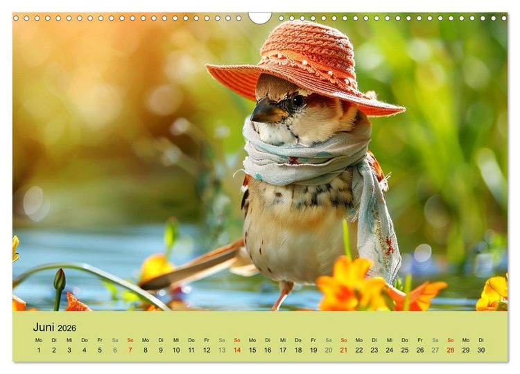 Produktbild: Niedliche V&ouml;gel! Trendige Schnabelstars erobern die Modewelt (Wandkalender 2026 DIN A3 quer), CALVENDO Monatskalender