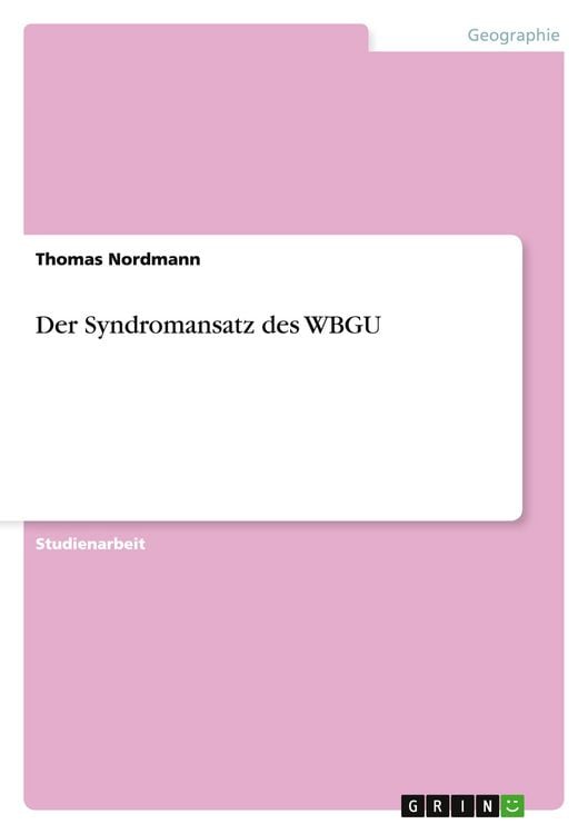Produktbild: Der Syndromansatz des WBGU