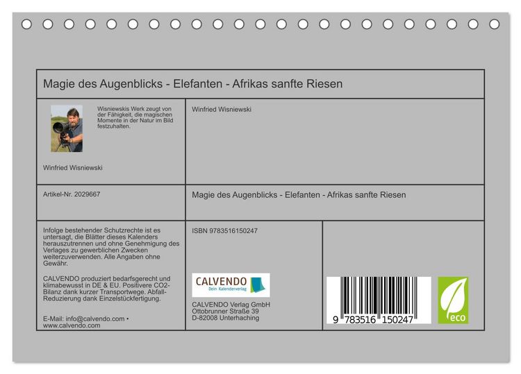 Produktbild: Magie des Augenblicks - Elefanten - Afrikas sanfte Riesen (Tischkalender 2026 DIN A5 quer), CALVENDO Monatskalender