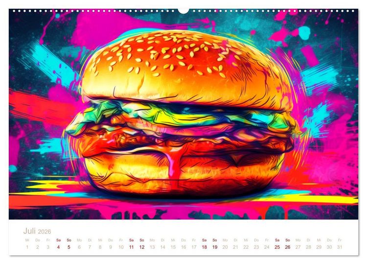 Produktbild: FAST FOOD KUNST (Wandkalender 2026 DIN A2 quer), CALVENDO Monatskalender