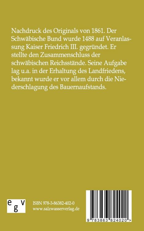 Produktbild: Zur Geschichte des Schw&auml;bischen Bundes