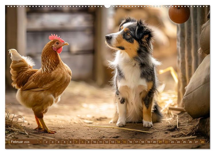 Produktbild: Bauernhof-Freunde - Hunde und ihre tierischen Freundschaften (Wandkalender 2026 DIN A2 quer), CALVENDO Monatskalender
