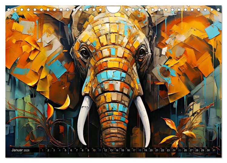 Produktbild: Elefanten - modern Art (Wandkalender 2026 DIN A4 quer), CALVENDO Monatskalender