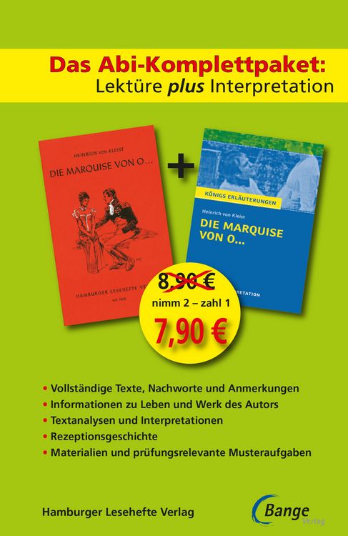 Produktbild: Die Marquise von O... -  Lekt&uuml;re plus Interpretation: K&ouml;nigs Erl&auml;uterung + kostenlosem Hamburger Leseheft von Heinrich von Kleist.