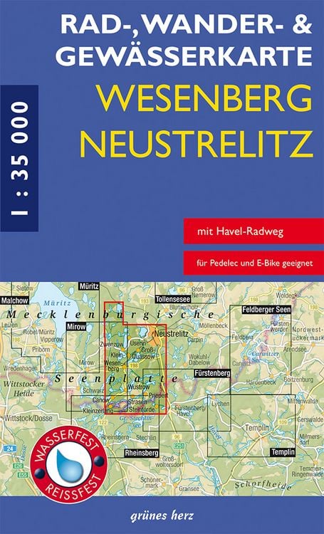 Produktbild: Rad-, Wander- und Gew&auml;sserkarte Wesenberg, Neustrelitz - Havel von Ratzeburg bis zum R&ouml;blinsee