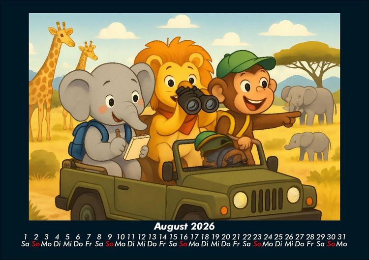 Produktbild: Raffi, Buschi & Milo - Drei Freunde auf Weltreise 2026 Fotokalender DIN A5