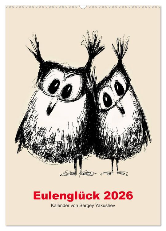 Produktbild: Eulengl&uuml;ck 2026 (Wandkalender 2026 DIN A2 hoch), CALVENDO Monatskalender