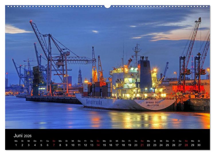 Produktbild: Hamburger Hafen (hochwertiger Premium Wandkalender 2026 DIN A2 quer), Kunstdruck in Hochglanz