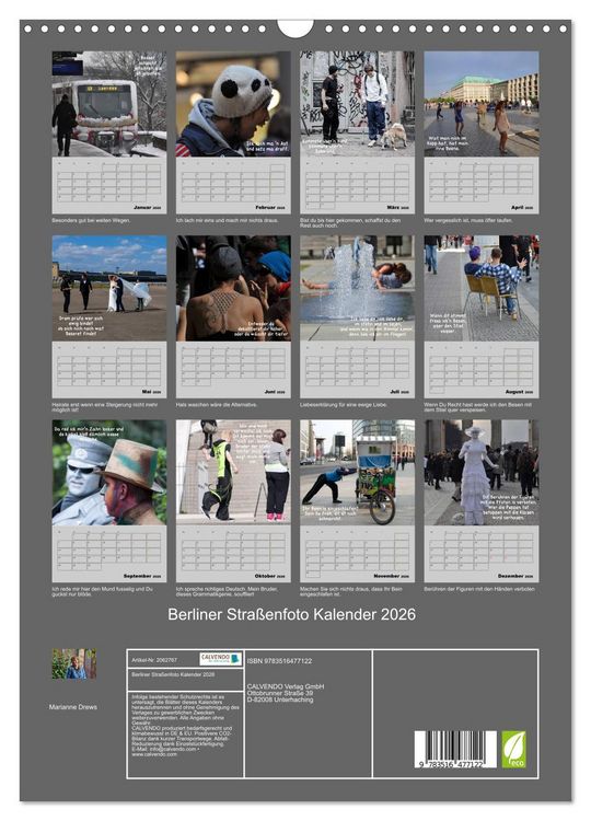 Produktbild: Berliner Stra&szlig;enfoto Kalender 2026 (Wandkalender 2026 DIN A3 hoch), CALVENDO Monatskalender