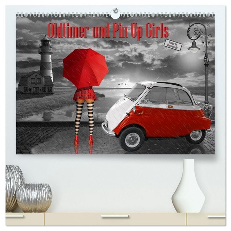 Produktbild: Oldtimer und Pin-Up Girls by Mausopardia (hochwertiger Premium Wandkalender 2026 DIN A2 quer), Kunstdruck in Hochglanz