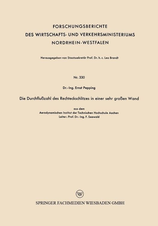 Produktbild: Die Durchflu&szlig;zahl des Rechteckschlitzes in einer sehr gro&szlig;en Wand